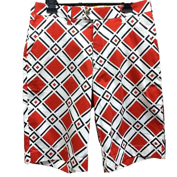 Loudmouth Golf Shorts Mens Size 32 Red White Diamond Geometric EUC - Picture 1 of 10
